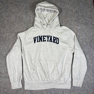 VTG Vineyard Hoodie Mens XL Gray Pullover Sweatshirt Raglan Sleeve Campus Crew